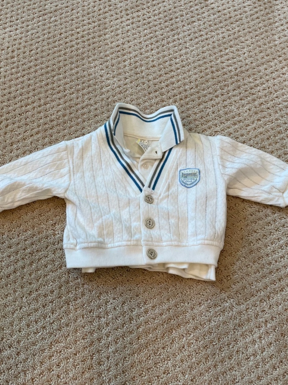 Vintage Point Zero Classic Flying Club Knit Cardigan & Polo Set 3-6M